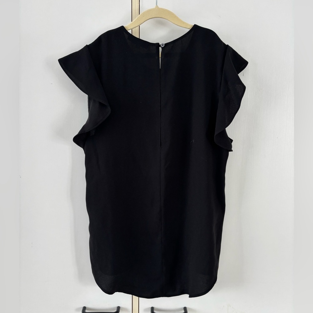 Babaton Black Ruffle Sleeve Blouse Japanese Fabric Size Small Minimalist Office - Picture 4 of 9